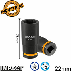 Καρυδάκι Ingco Μακρύ Impact-Αέρος (HDIS12222L) 1/2'' - 22mm HDIS12222L