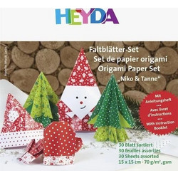 HEYDA XMAS ORIGAMI 15x15 30Φ. ΚΟΚΚΙΝΟ ΑΣΠΡΟ ΠΡΑΣΙΝΟ CHRISTMAS 20-48 755 78