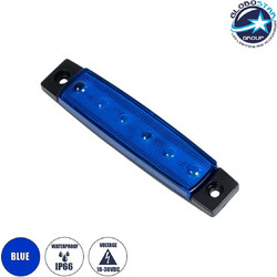 GloboStar(R) 79903 Πλευρικά Φώτα Όγκου Φορτηγών LED 6xSMD2835 DC 10-30V 1.5W 100lm IP66 Mπλε - Μ9.5 x W2 x H1.1cm