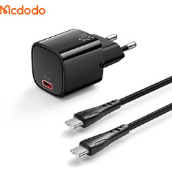 Mcdodo CH-4692 20 watt 1A PD Fast Charger (EU) & USB-C to USB-C cable 1.2m black