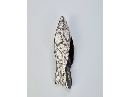 Δερμάτινα Γκρι Παπούτσια - Python Print Leather Mule