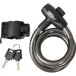 DELI κλειδαριά ποδηλάτου με κλειδί DL508062, Φ12mm, 1m, μαύρη