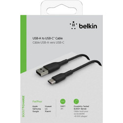 Belkin USB-C/USB-A Καλώδιο 3m PVC Μαύρο