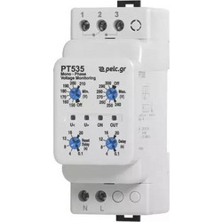 Power Electronics Μονοφασικός Επιτηρητής Τάσης Ράγας με Ρυθμιζόμενα Όρια Τάσης & Χρόνους Επανεκκίνησης/Αδράνειας PT535
