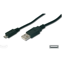 Digitus Regular USB 2.0 to micro USB Cable Μαύρο 1.8m (AK-300127-018-S)