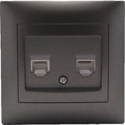 Stinel Πρίζα Τηλεφώνου + CAT6 Ανθρακί - Συνδυασμός RJ11 & RJ45, Χωνευτή & IP20