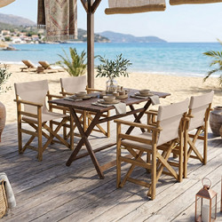 Pakoworld Retto Σετ Τραπεζαρία Κήπου Μασίφ Ξύλο 5τμχ Καφέ 237-000067