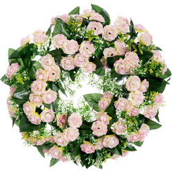 Στεφάνι Με Τριαντάφυλλα 92855 40cm Pink Πλαστικό