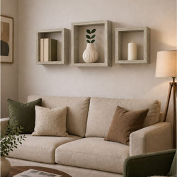 ΡΑΦΙΈΡΕΣ/ΡΆΦΙΑ ΤΟΊΧΟΥ SET OF 3 NESTED CUBES MDF 23/26,5/30CM LIGHT OAK H