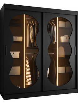 Possina Δίφυλλη Ντουλάπα Ρούχων Συρόμενη Bahrajn Curves Olive 180x62x200cm 163054819
