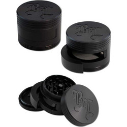 Black Leaf Dooor Aluminium 3 part Grinder Black