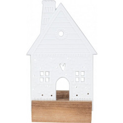 Κηροπήγιο Για Ρεσώ Gingerbread House RD0090414 7x6,5x14cm Natural-White Raeder Ξύλο,Πορσελάνη