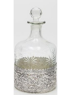 ΚΑΡΑΦΑ ΓΥΑΛΙΝΗ - ΜΕΤΑΛΛΙΚΗ ΑΣΗΜΙ 26x13cm 752-10528 ESTHETI