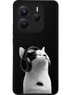 Sonique Men's Edition Back Cover με Σχέδιο «Audio Kitten - White» (Xiaomi Redmi Note 14 5G)