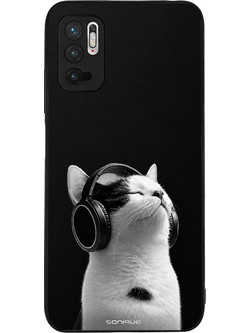 Sonique Men's Edition Back Cover White (Xiaomi Redmi Note 10 5G / Poco M3 Pro 5G) με Σχέδιο «Audio Kitten»