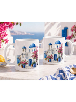 Προσωποποιημένη Κεραμική Κούπα Santorini Dreams
