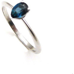 Γυναικείο δαχτυλίδι DIAMONDJOOLS από λευκό χρυσό Κ18 με Blue London Topaz