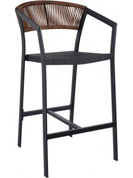 Beluga Σκαμπώ Bar Αλουμινίου Wicker 57x60x72/105εκ Χρώμα Καφέ