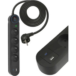 Art Πολύπριζο 4 Θέσεων με USB-A, USB-C και Καλώδιο 3m