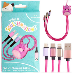 Jazwares Braided USB to Type-C / micro USB / Lightning Cable 2A Ροζ 1.2m B04413