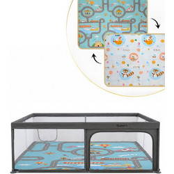 Πάρκο Ορθογώνιο Playground XXL 180x200 Με Στρωματάκι Belletti Grey BL-4004003-02