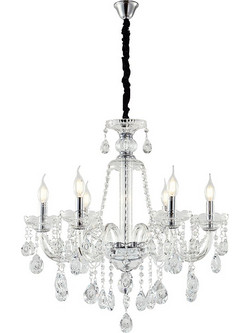 Artekko Chandelier Zara Πολυέλαιος 6φωτος Διάφανο Κρύσταλλο (60x60x70)cm