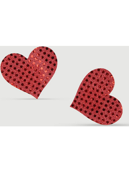 Αυτοκόλλητα Θηλών Σε Σχήμα Καρδιάς Love Heart Sequin Nipple Cover - Κόκκινο