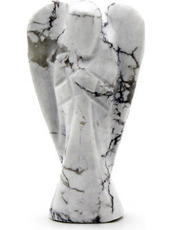 Hand Carved Gemstone Angel - White Howlite