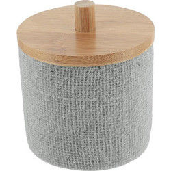 Δοχείο polyresin γκρι σαγρέ με καπάκι bamboo
