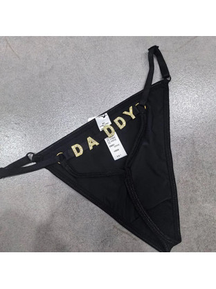 Kinksters Sexy String με Σχέδιο «Daddy» Μαύρο