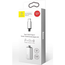 Baseus Converter L40 Type-C Male To Type-C Female + 3.5mm Female L40 Silver + Black (CATL40-0S)