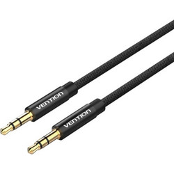 VENTION Fabric Braided 3.5mm Male to Male Audio Cable 1.5M Black Metal Type