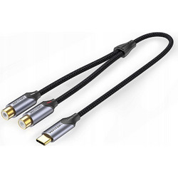 VENTION Type-C Male to 2RCA Female Cable 0.5M Gray Aluminum Alloy Type (BGVHD) (VENBGVHD)
