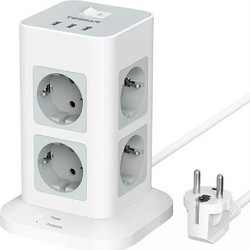 Tessan Powerstrip 8 Outlets 2x USB-A & 1x USB-C