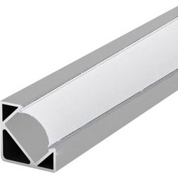 Προφίλ Αλουμινίου για Ταινίες LED Γωνιακό 2000x19x19mm Ασημί με Γαλακτερό Καπάκι 1005103 O-O