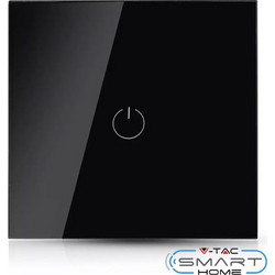 WiFi Διακόπτης Αφής Μονός (Amazon Alexa & Google Home) Μαύρο Σώμα 8423 V-TAC