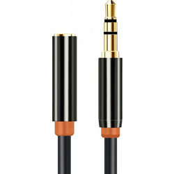 CABLETIME καλώδιο προέκτασης ήχου 3.5mm CT-AV311-P11FG, gold plated, 0.5m, μαύρο AV311-P11FG-B0.5