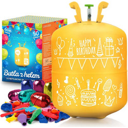 Φιάλη Ηλίου για Μπαλόνια Ricokids Helium Cylinder με 50 Πολύχρωμα Μπαλόνια και 60m Κορδέλα - Yellow (5908220477273)