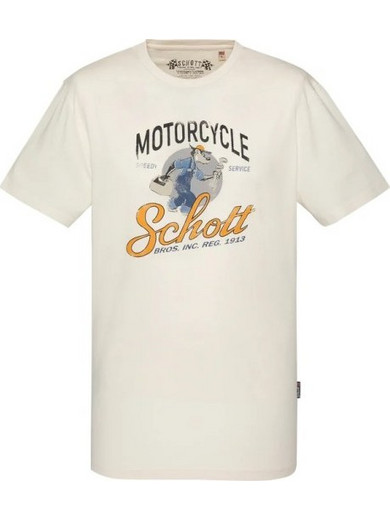 Ανδρικό T-Shirt Schott TSBarton Tee Shirt Motard Schott Off White