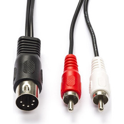Καλώδιο Nedis DIN 5-Pin Male to 2x RCA Male Nickel-Plated 1m Black CAGL20200BK10