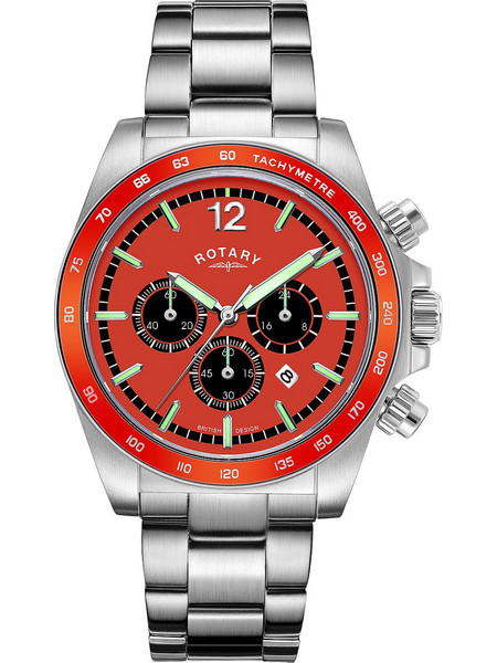 Rotary Ανδρικό Ρολόι Χρονογράφος με Ασημί Μεταλλικό Μπρασελέ GB05440/54