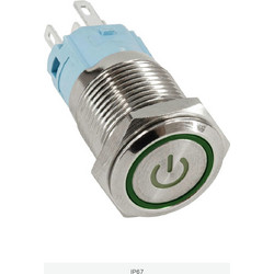 GloboStar(R) 70777 LED Φωτιζόμενος Διακόπτης Χωνευτός - Μπουτόν PUSH On Ανοξείδωτος AC 220-240V Αδιάβροχο IP67 Φ18mm με Angel Eye Πράσινο