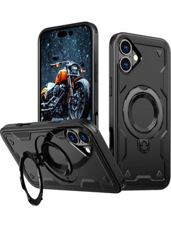 Forcell iPhone 16 Plus Hybrid Armor Holder Θήκη Σκληρή - Black
