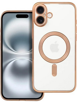 Forcell iPhone 16 Plus MagSafe Electro Θήκη Με Πλαίσιο Σιλικόνης Διάφανη - Gold