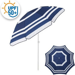 Ομπρέλα Θαλάσσης Blue Navy Λευκή Ριγέ 2m