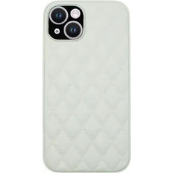Vivid Diamond Shape PU Leather Back Cover White (iPhone 14)