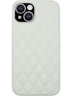 Vivid Diamond Shape PU Leather Back Cover White (iPhone 14)