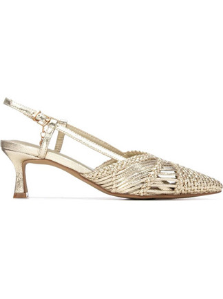 Xti Γόβες Slingback Δερμάτινες με Λεπτό Χαμηλό Τακούνι Χρυσές 145301
