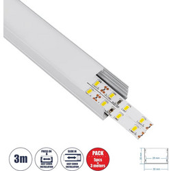 Προφίλ Αλουμινίου LED 3 Μέτρα SURFACE-PROFILE 70824-3M Επιφανειακή Χρήση