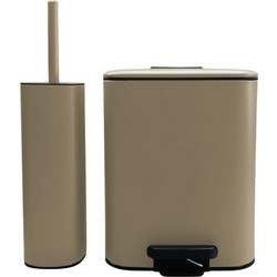 MRSHome Σετ Κάδος Απορριμμάτων 6Lt Μεταλλικός 23,5x19x27 Εκ. Και Πιγκάλ I Μπεζ